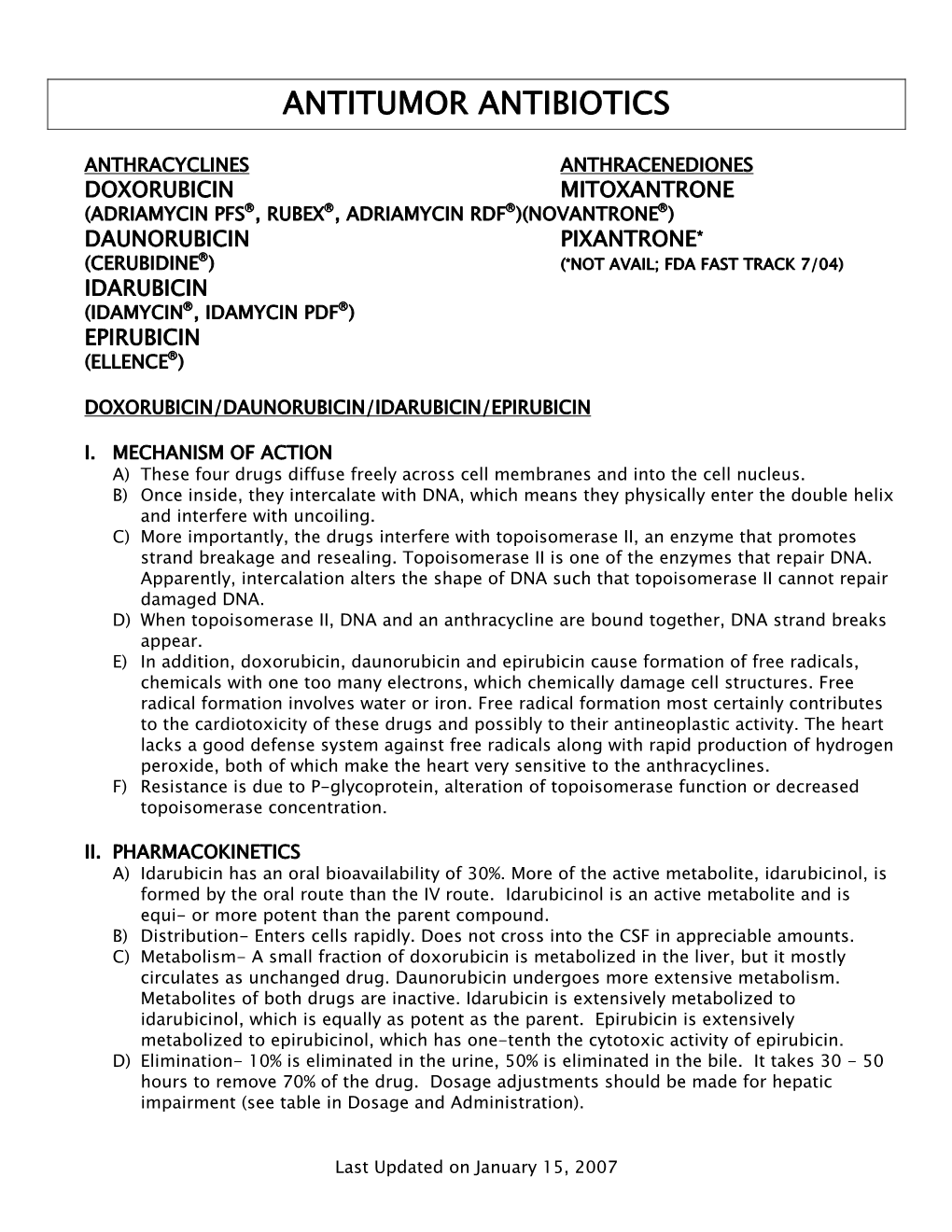 Antitumor Antibiotics