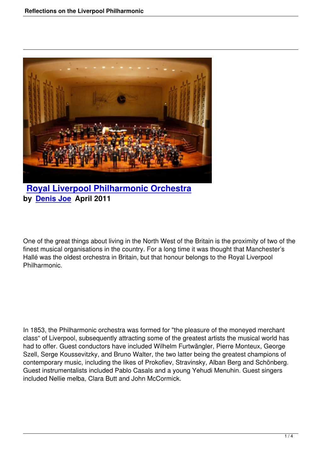 Reflections on the Liverpool Philharmonic