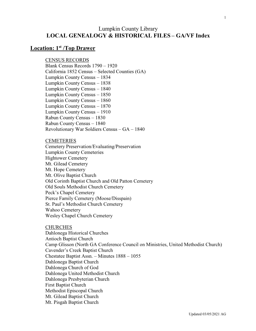 Genealogy Vertical Files