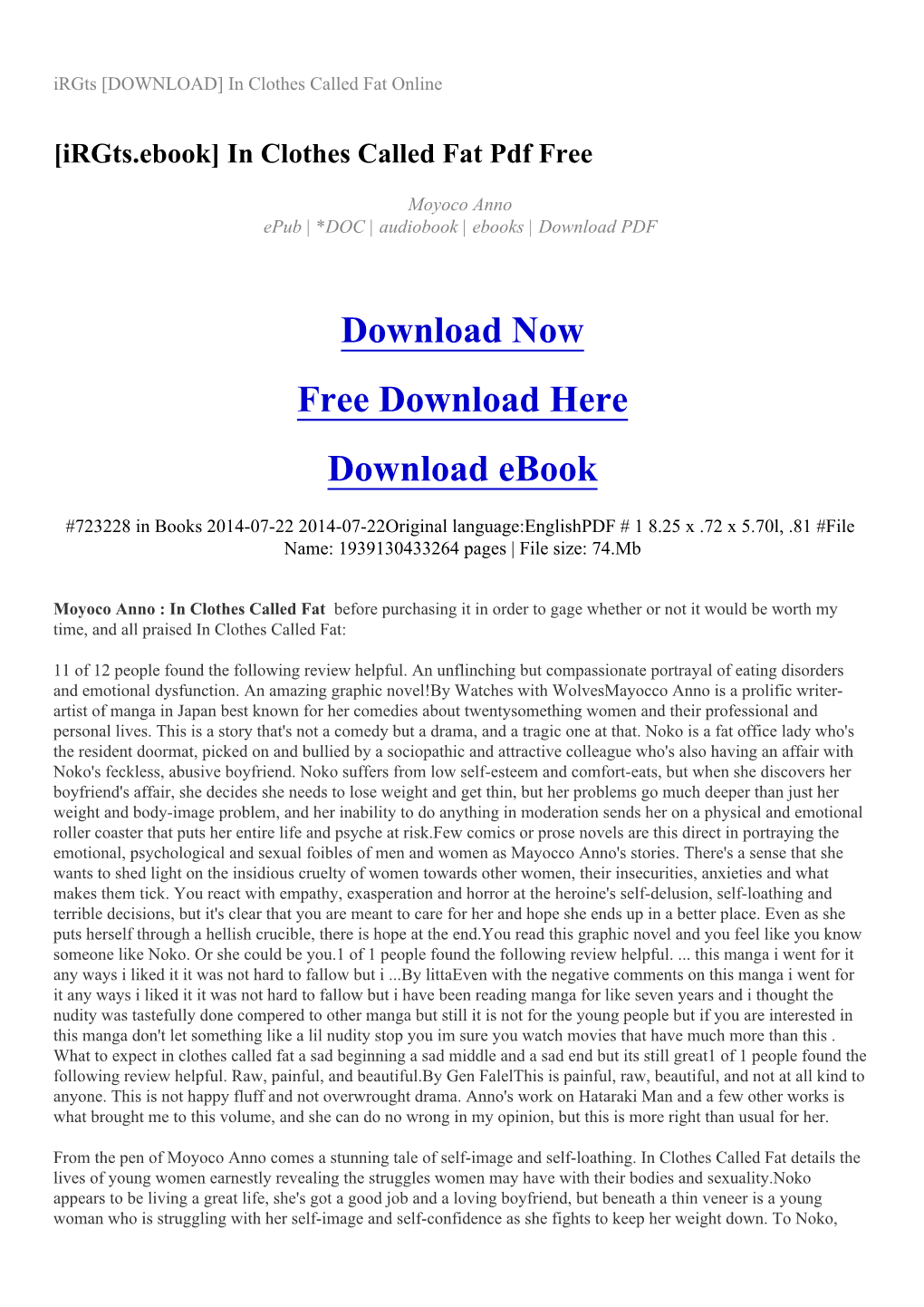 [Irgts.Ebook] in Clothes Called Fat Pdf Free