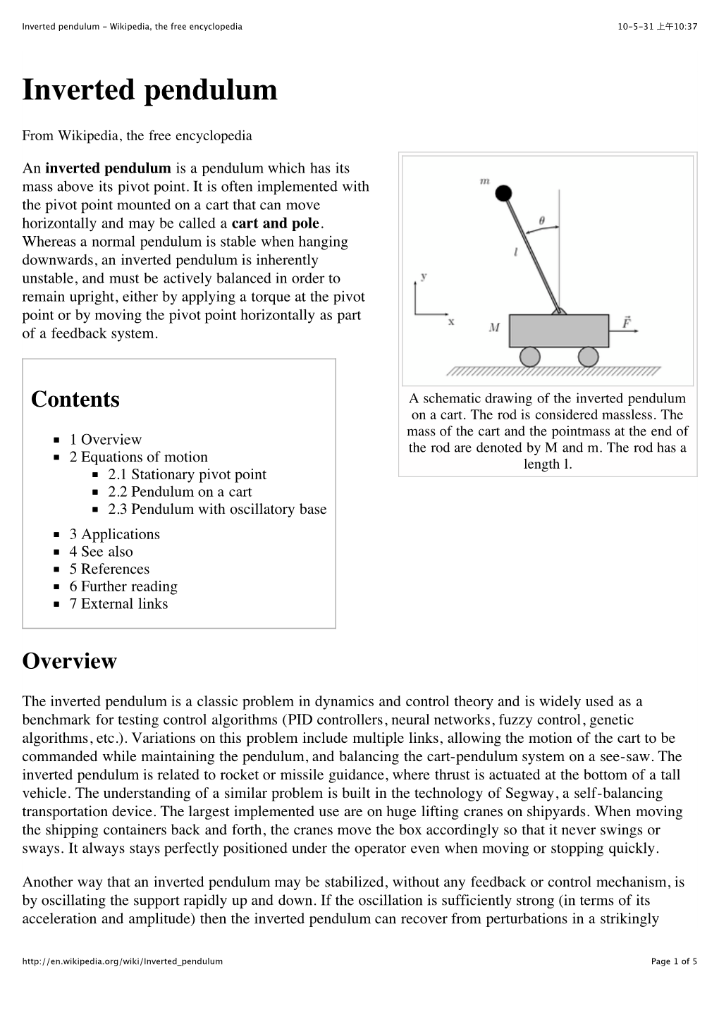 Inverted Pendulum - Wikipedia, the Free Encyclopedia 10-5-31 上午10:37