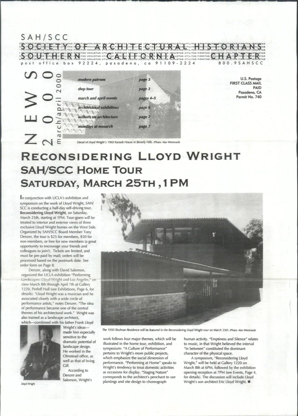Lu O Reconsidering Lloyd Wright Sah/Scc Home Tour