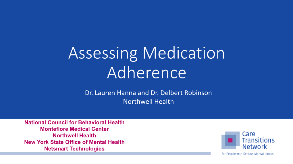 Assessing Medication Adherence Dr