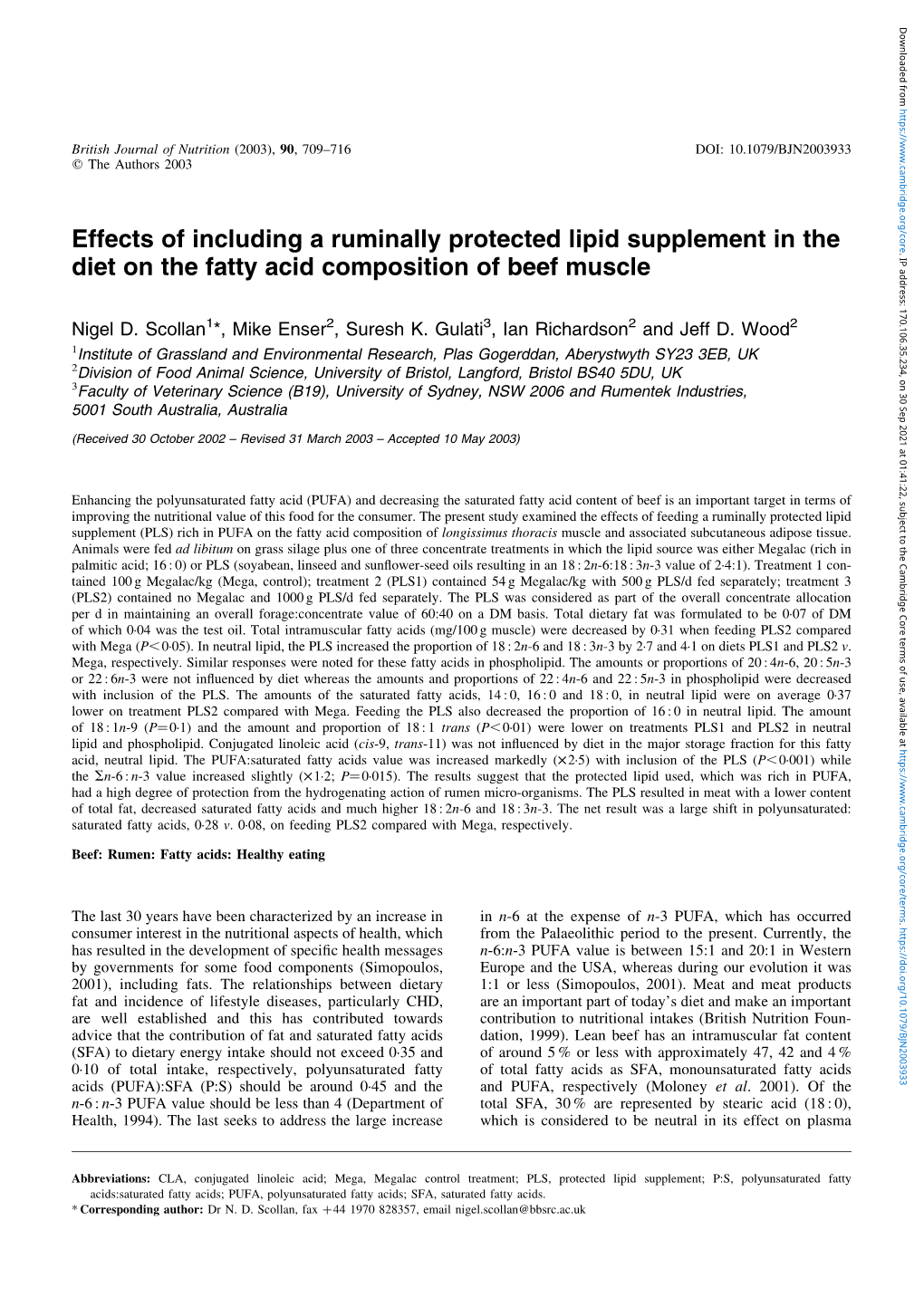 Effects of Including a Ruminally Protected Lipid Supplement in The