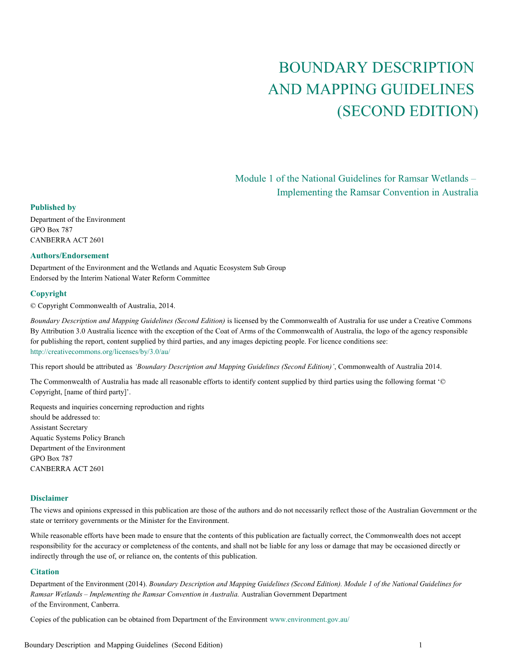 Boundary Description and Mapping Guidelines (Second Edition)