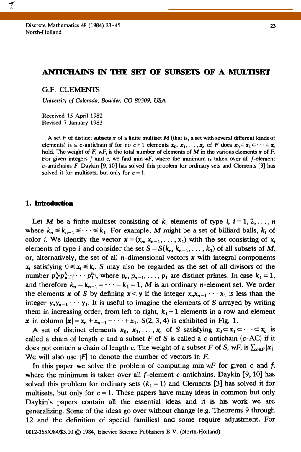 Antichains in the Set of Subsets of a Multiset I