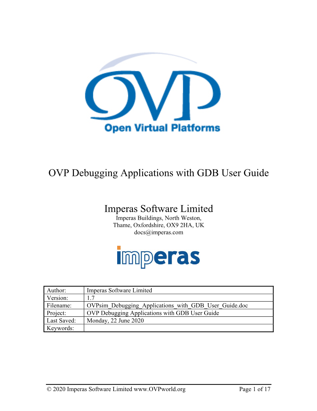 OVP Debugging Applications with GDB User Guide