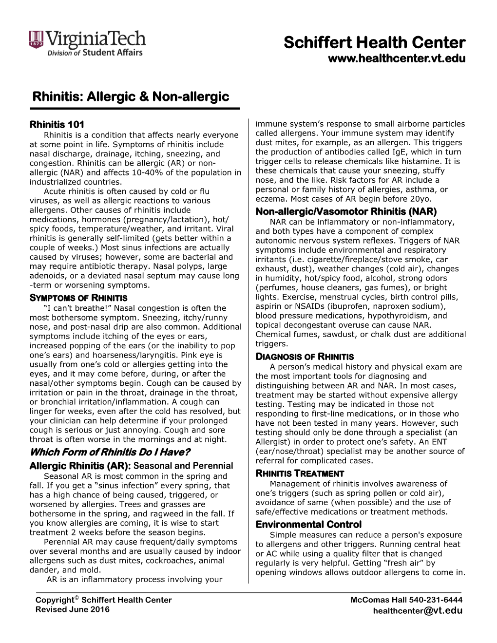 Rhinitis: Allergic & Non-Allergic