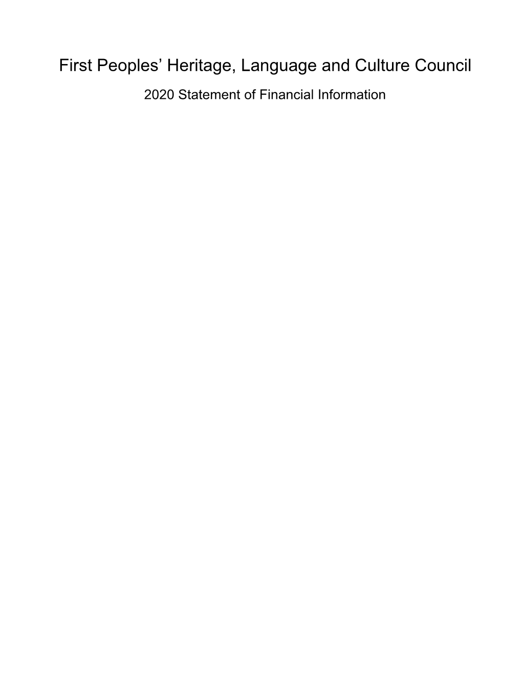 Annual Statement of Financial Information 2020