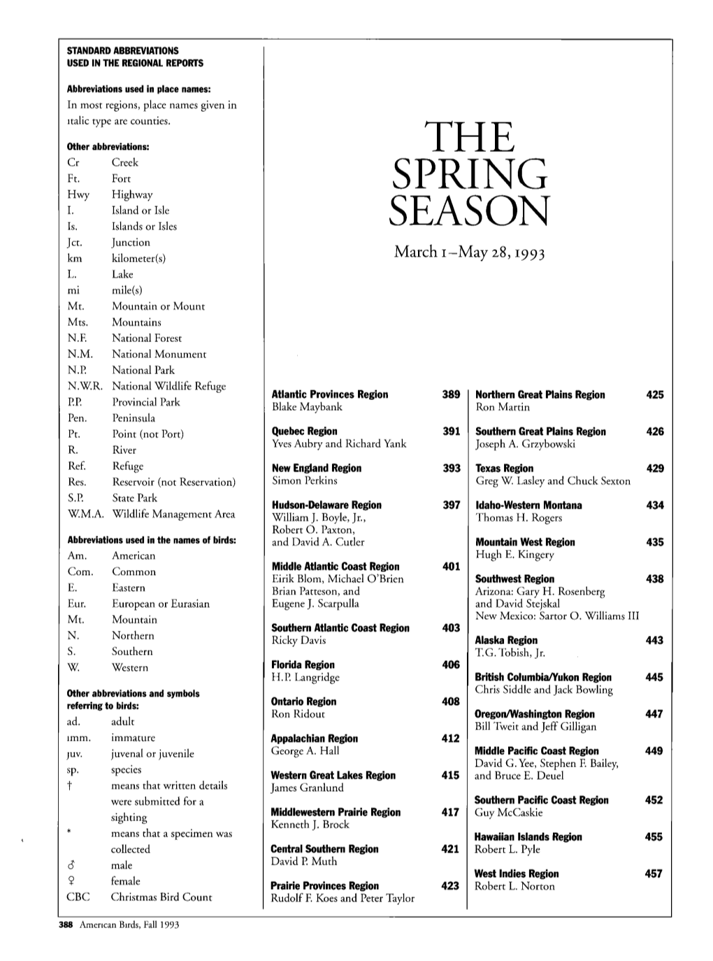The Spring Season March 1-May 28, 1993