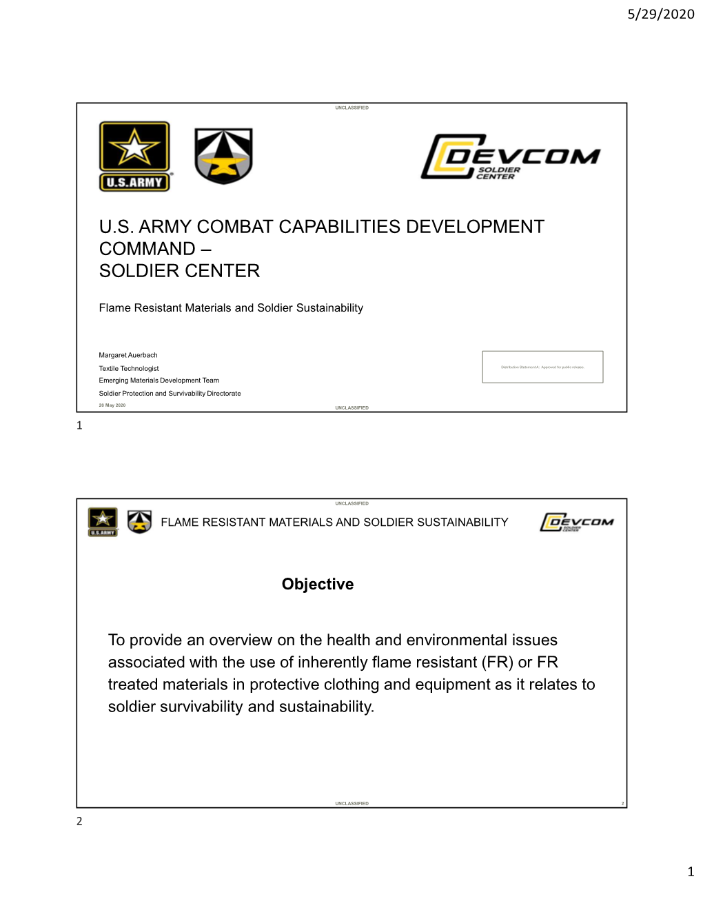 U.S. Army Combat Capabilities Development Command – Soldier Center