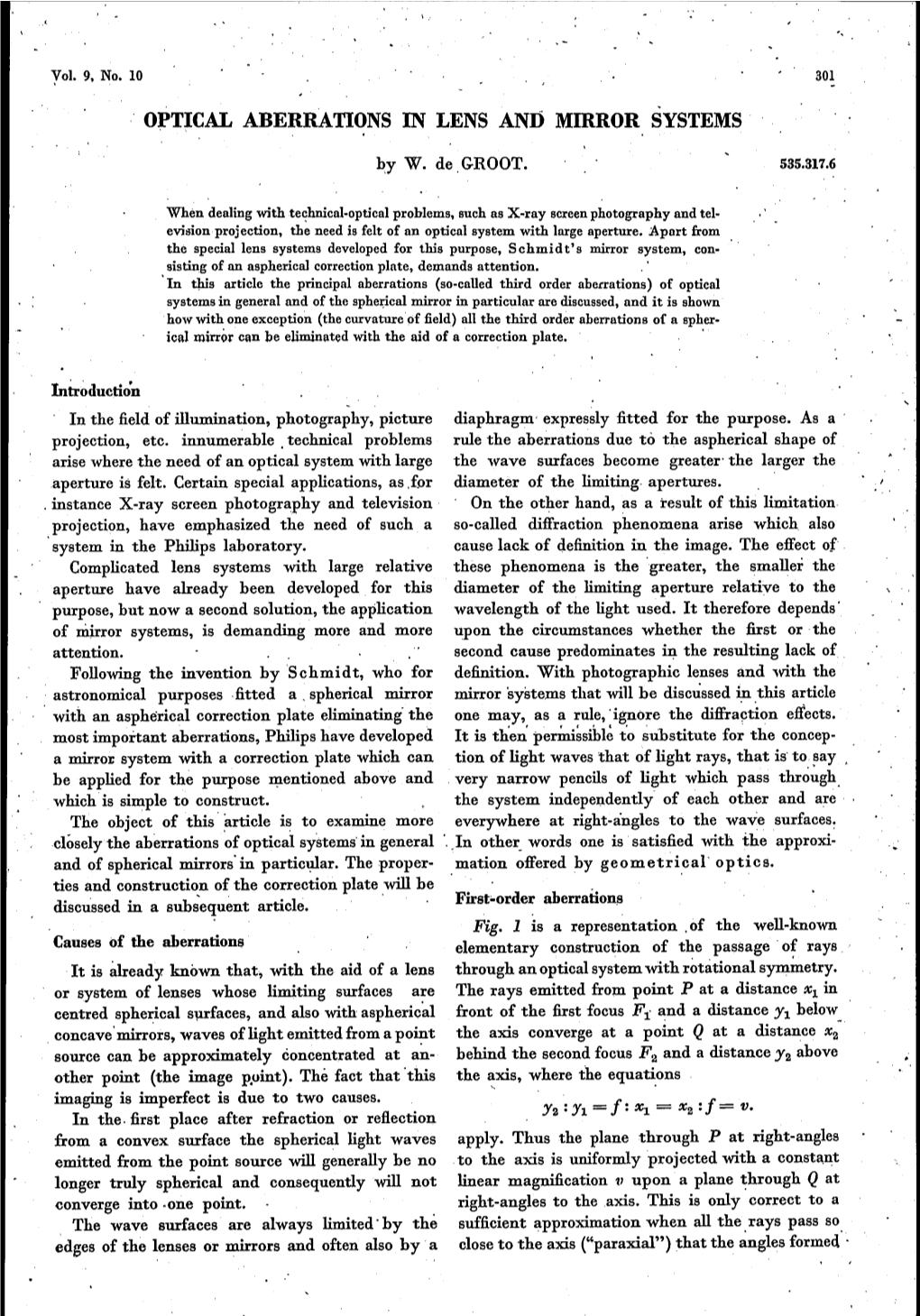 Optical Aberrations in Lens and Mirror Systems