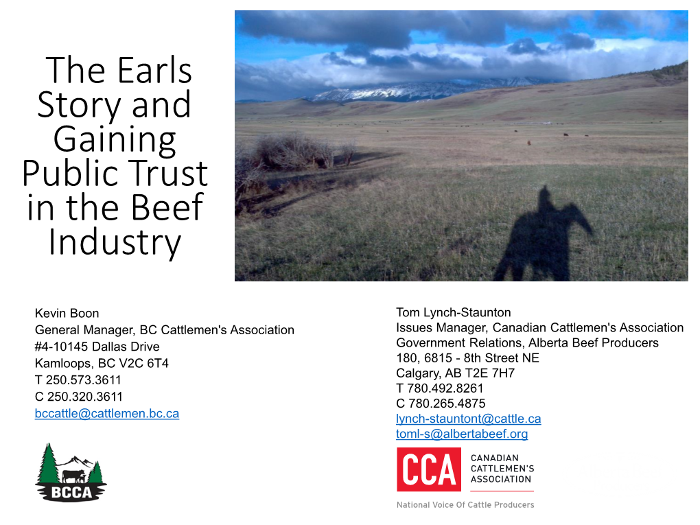 The Earls Story and Gaining Public Trust in the Beef Industry