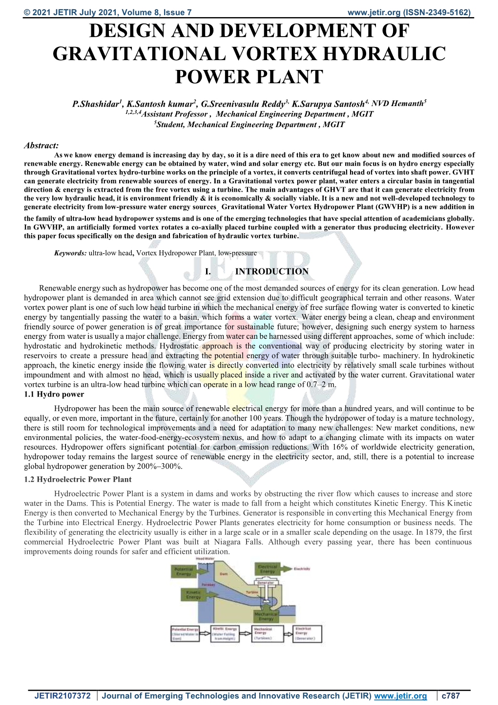 Design and Development of Gravitational Vortex Hydraulic Power Plant