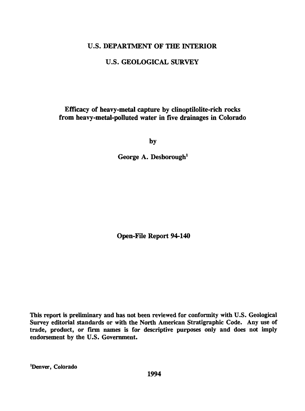 Efficacy of Heavy-Metal Capture by Clinoptilolite-Rich Rocks from Heavy-Metal-Polluted Water in Five Drainages in Colorado