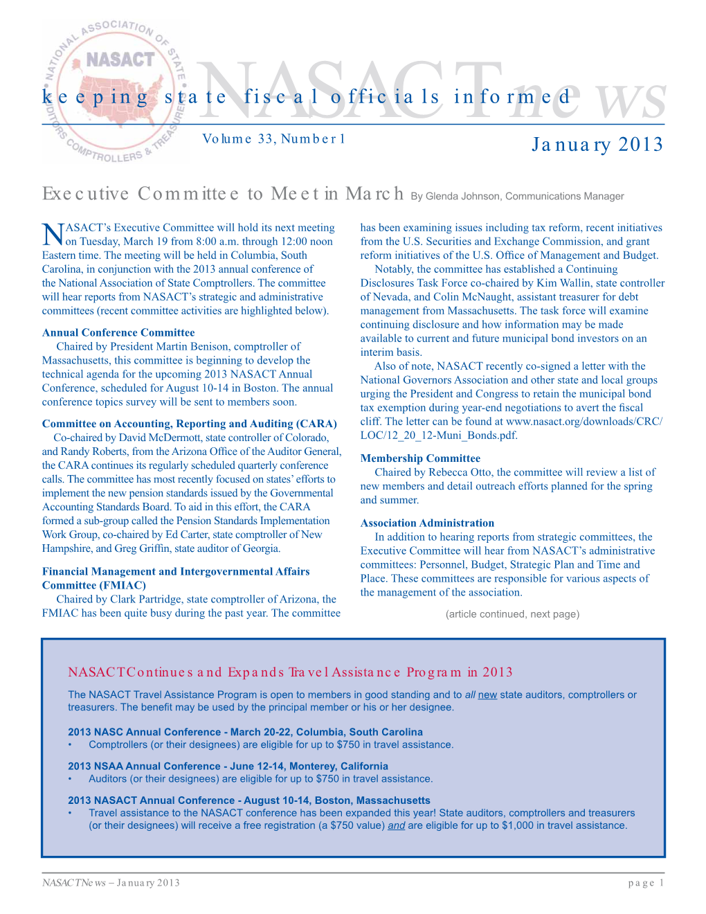 NASACT News, January 2013