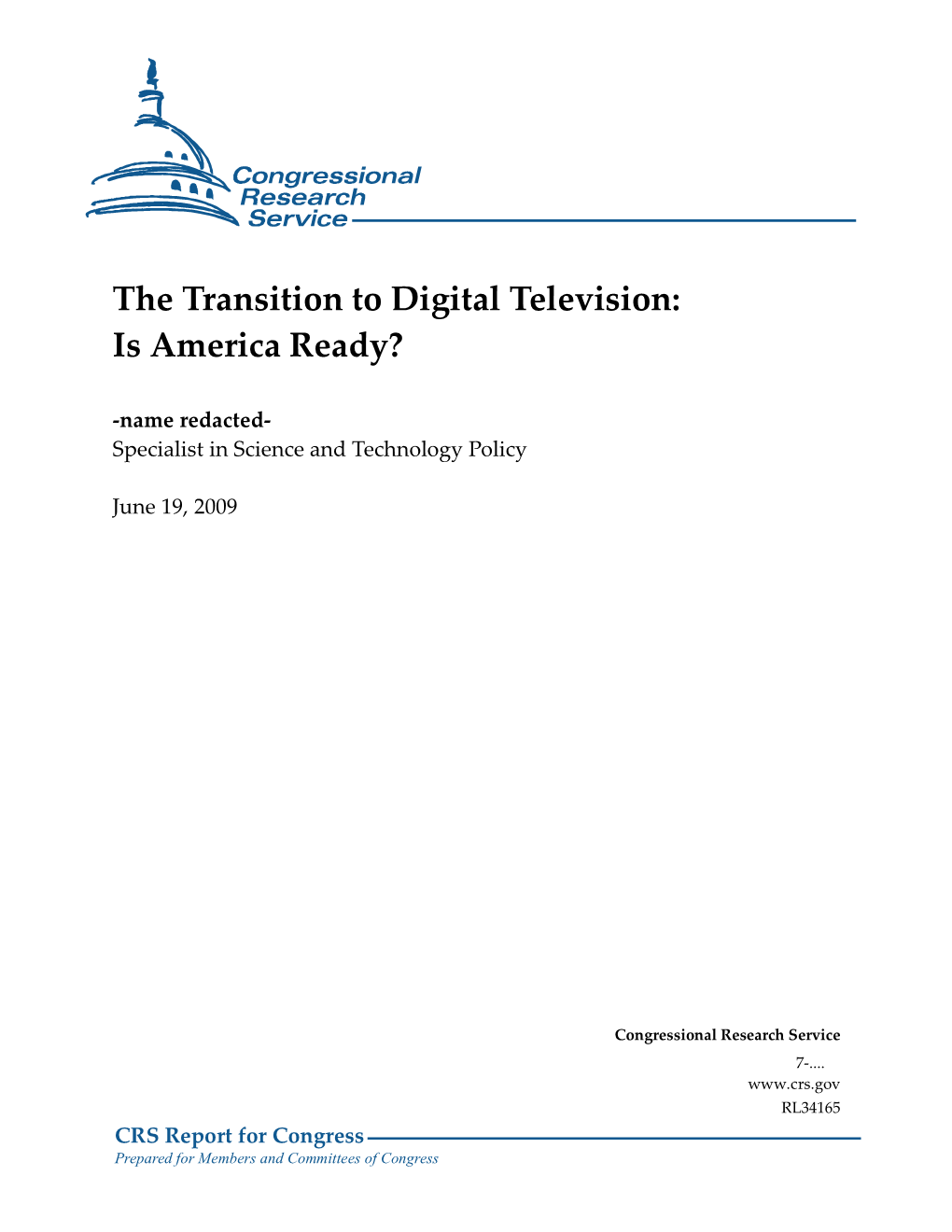 The Transition to Digital Television: Is America Ready?