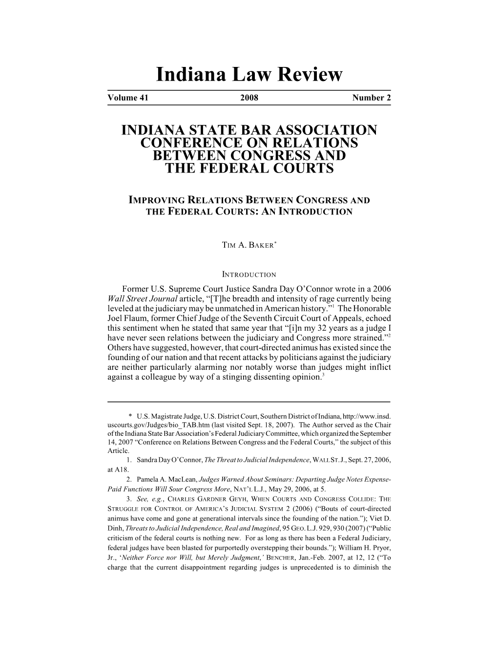 Indiana Law Review Volume 41 2008 Number 2