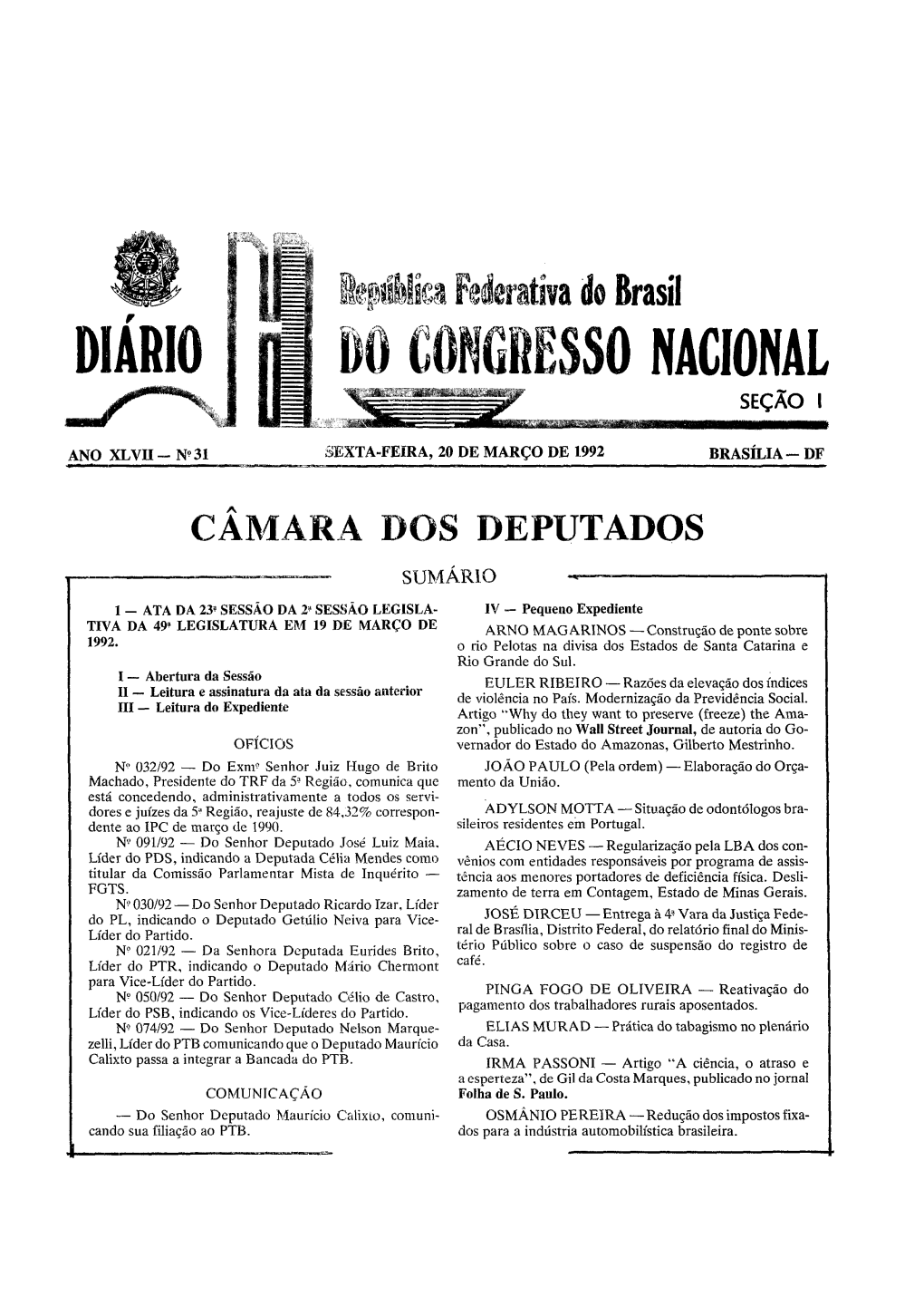 Do Congresso Nacional Seção