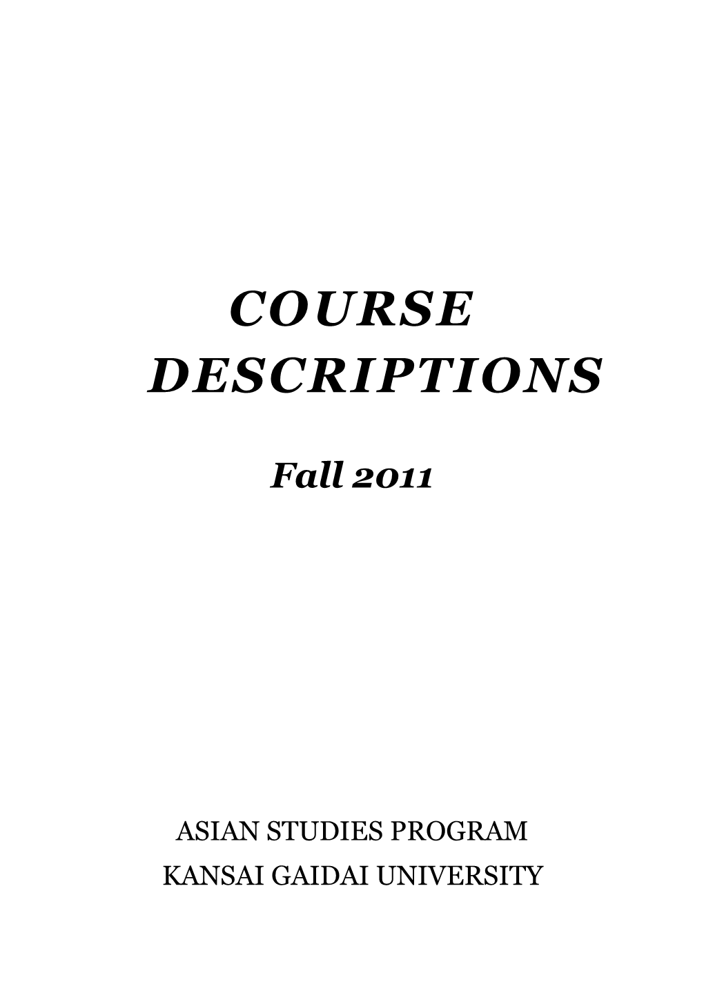 Course Descriptions