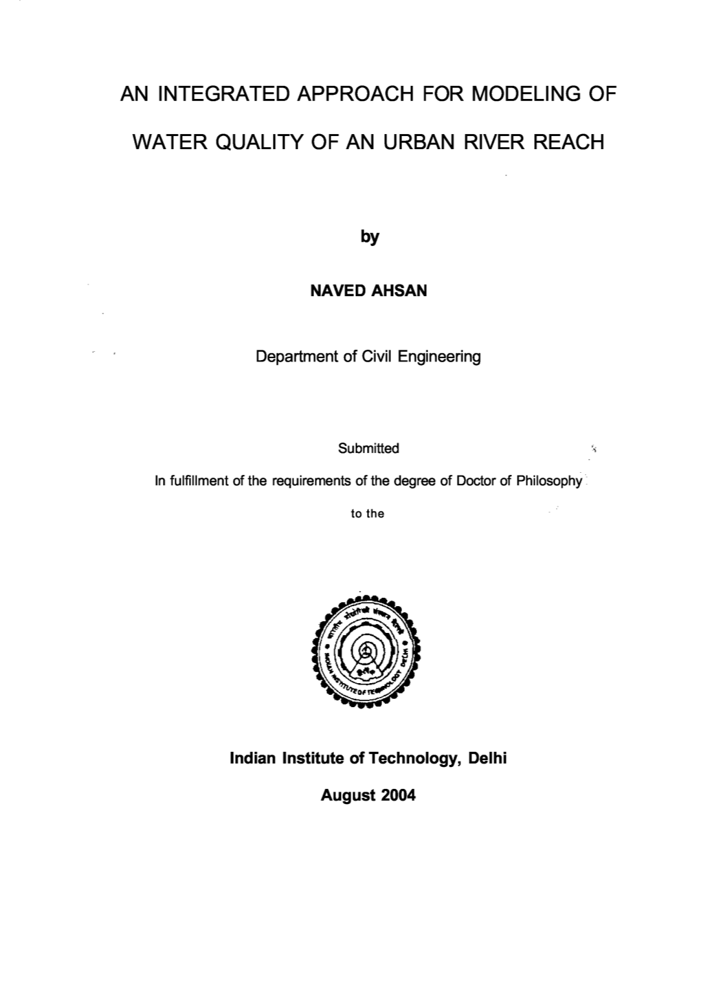 An Integrated Approach for Modeling of Water