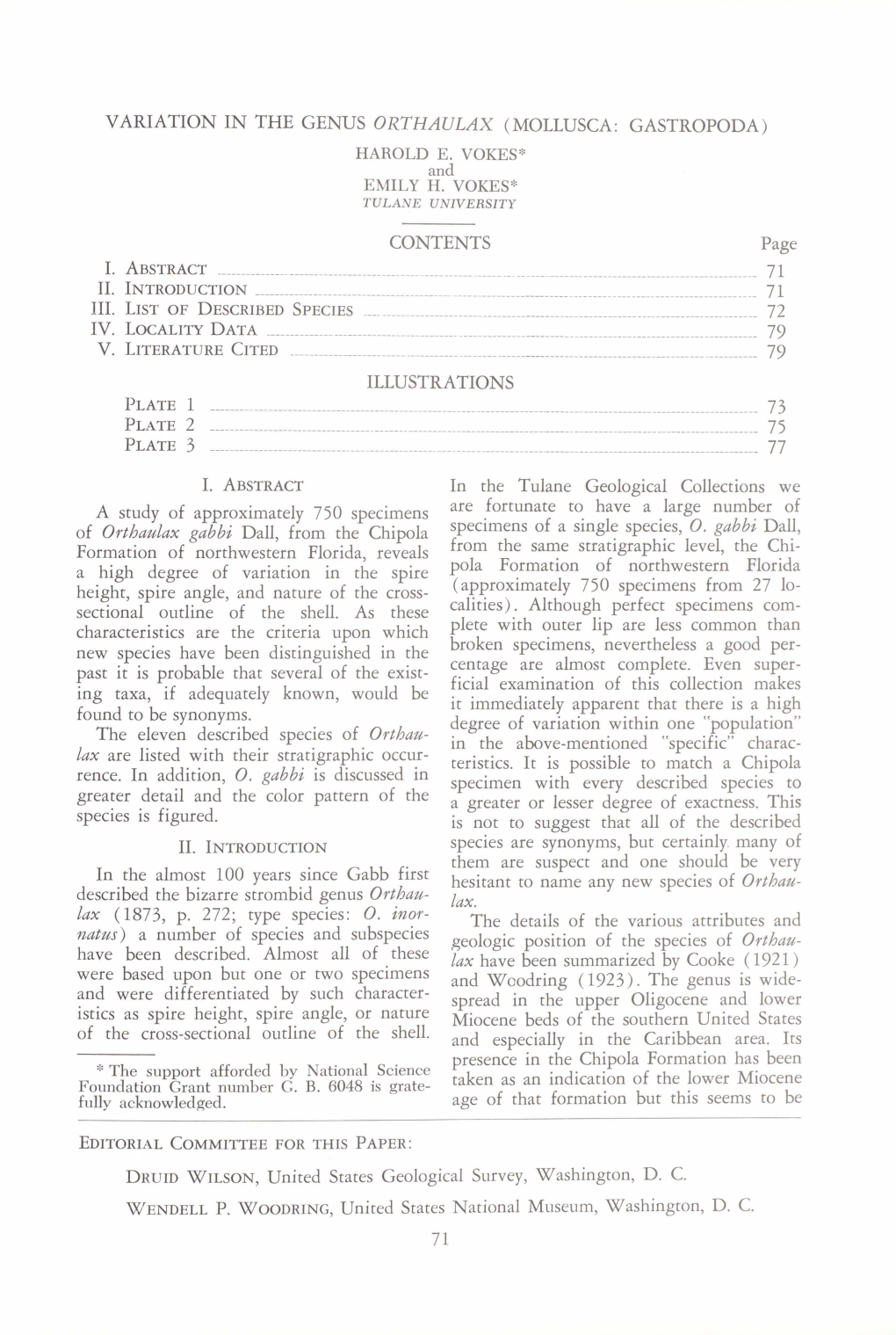 Variation in the Genus Orthaulax (Mollusca: Gastropoda) Harold E