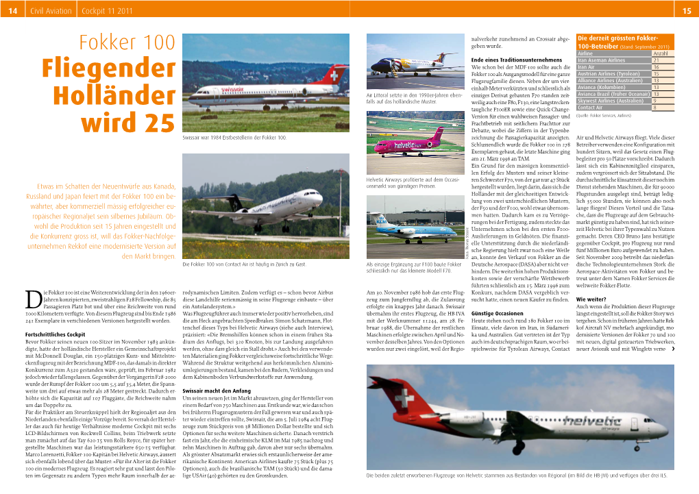 Fokker- Fokker 100 Geben Wurde