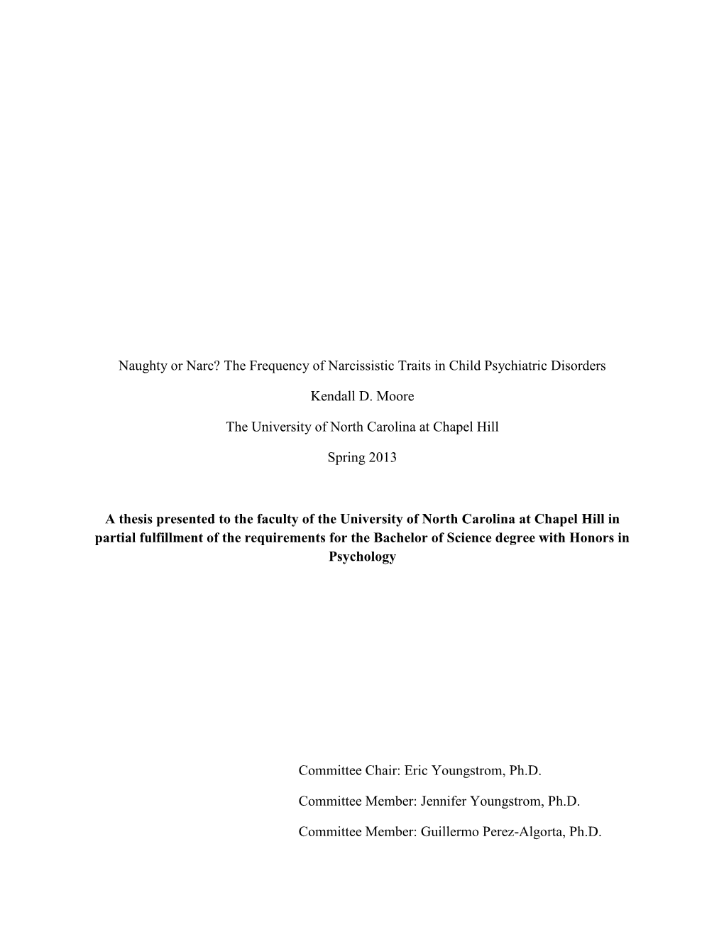 Naughty Or Narc? the Frequency of Narcissistic Traits in Child Psychiatric Disorders