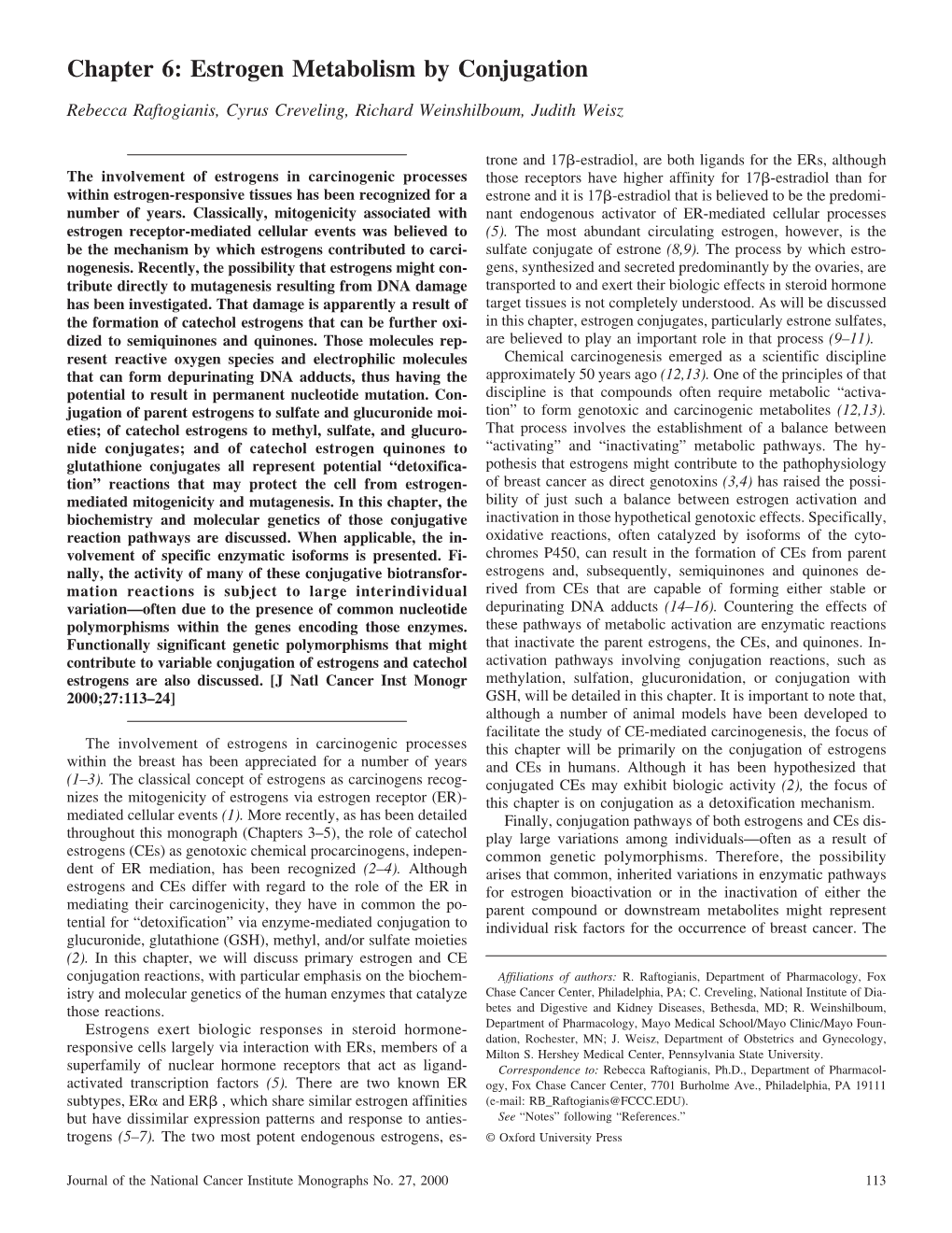 Chapter 6: Estrogen Metabolism by Conjugation