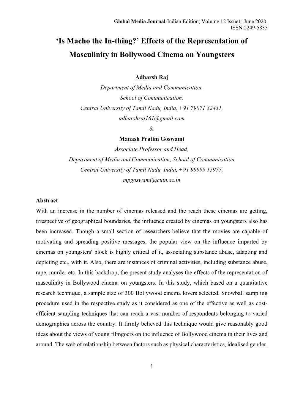 'Is Macho the In-Thing?' Effects of the Representation of Masculinity In