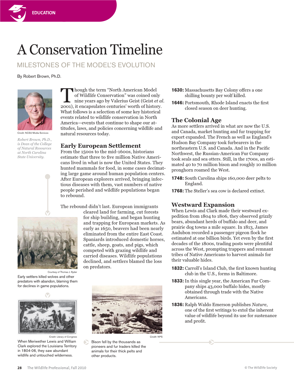 A Conservation Timeline Milestones of the Model’S Evolution