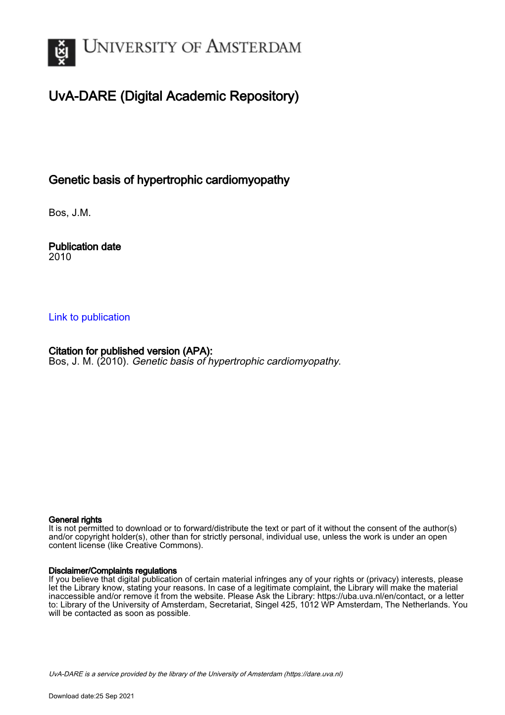 Genetic Basis of Hypertrophic Cardiomyopathy