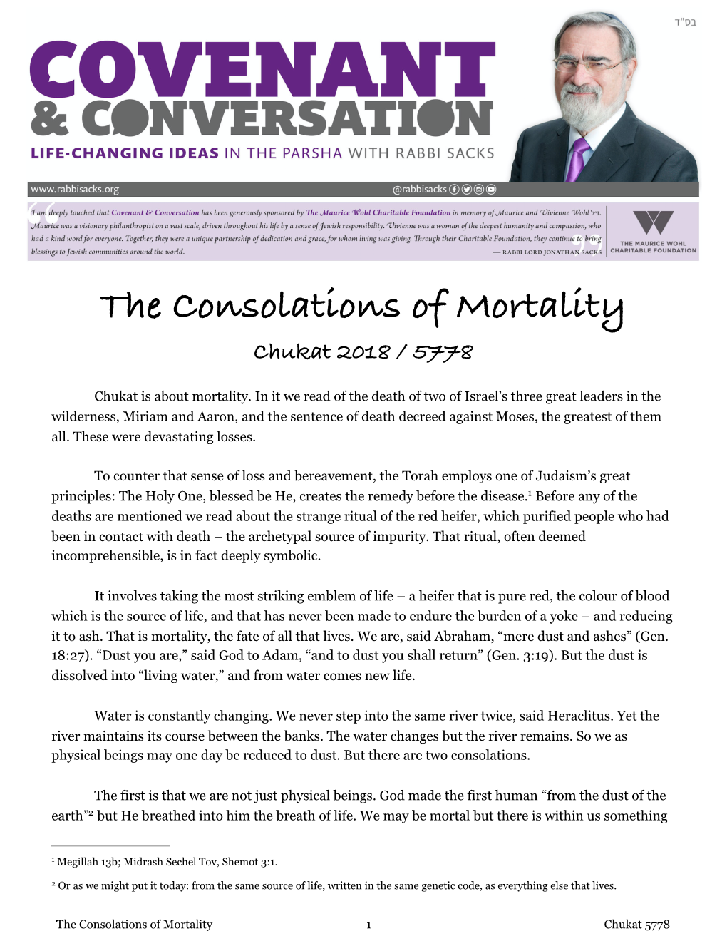 The Consolations of Mortality Chukat 2018 / 5778