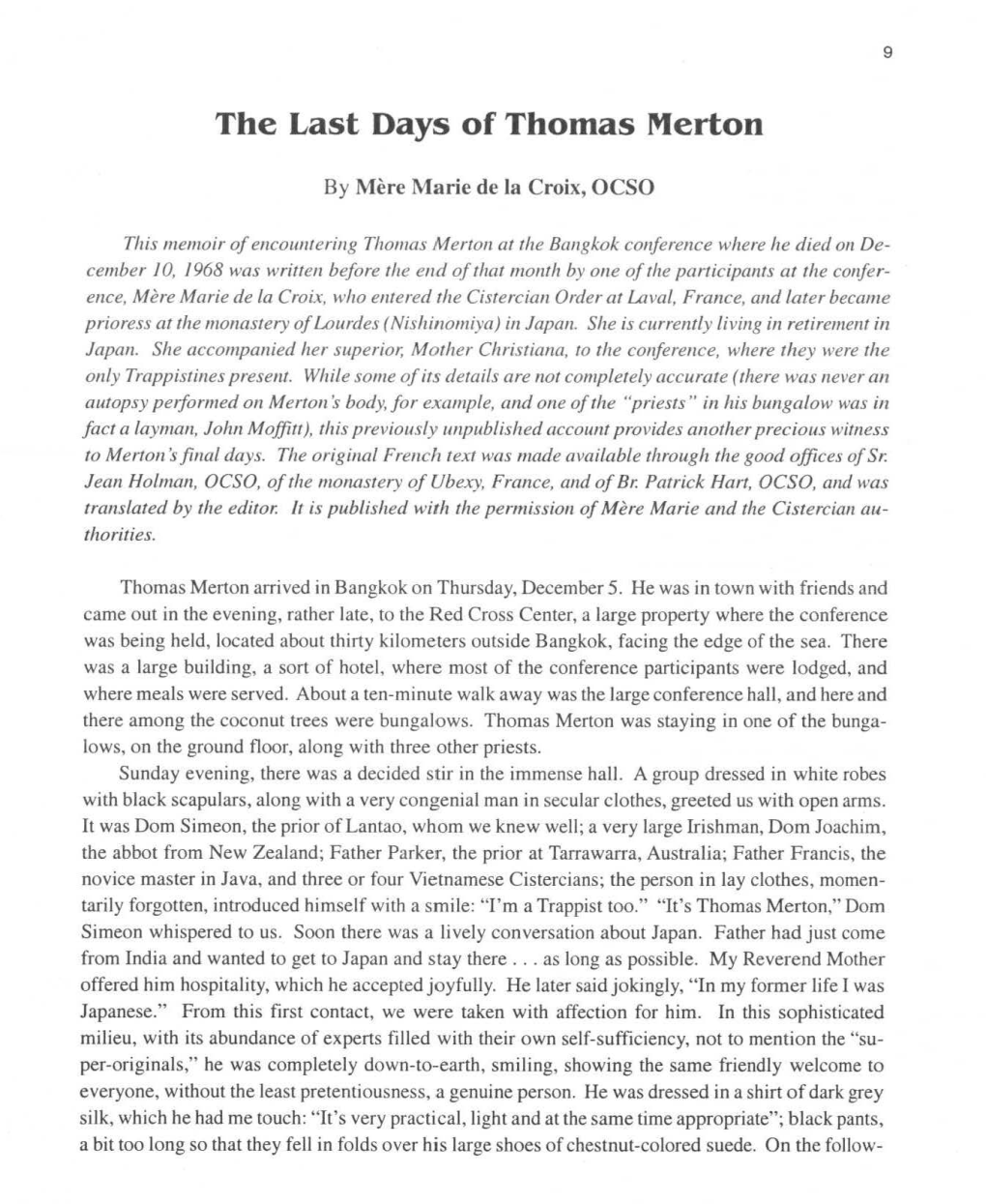 The Last Days of Thomas Merton