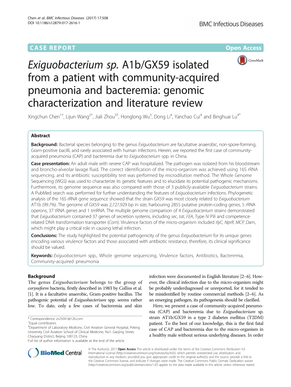 Exiguobacterium Sp. A1b/GX59 Isolated from a Patient With