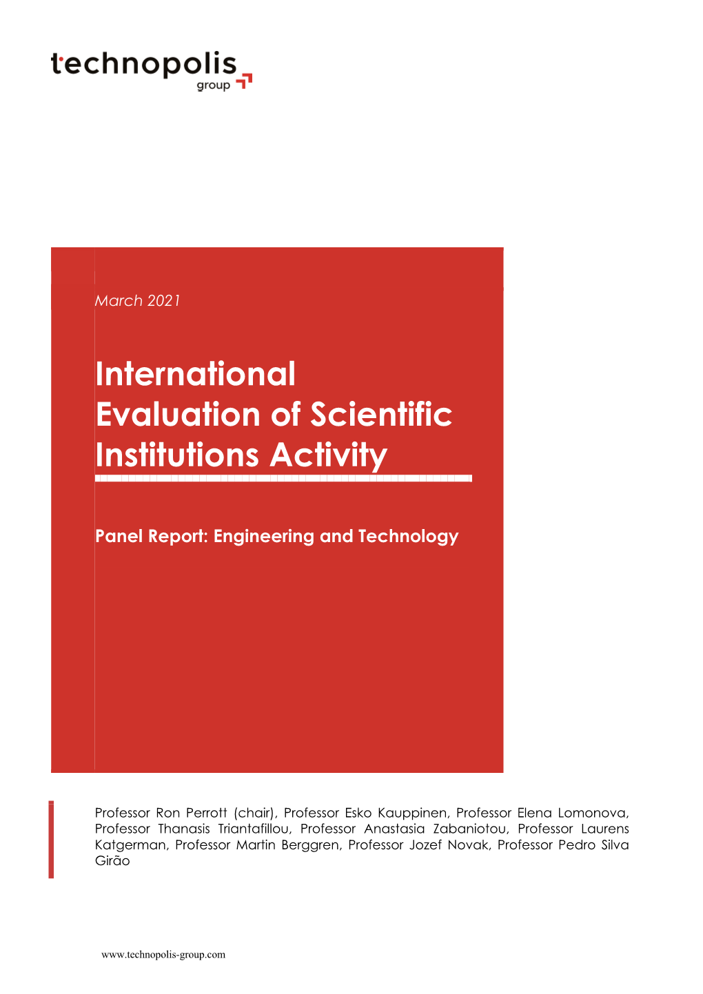 International Evaluation of Scientific Institutions Activity