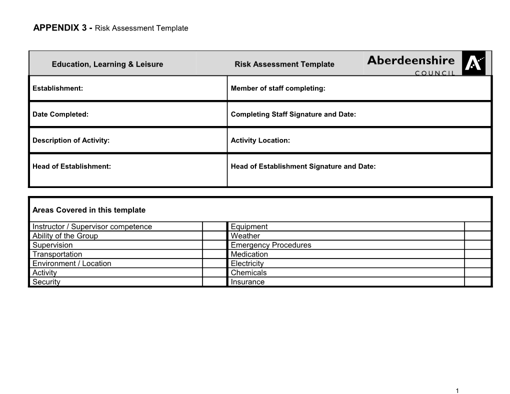 Risk Assessment Template s1