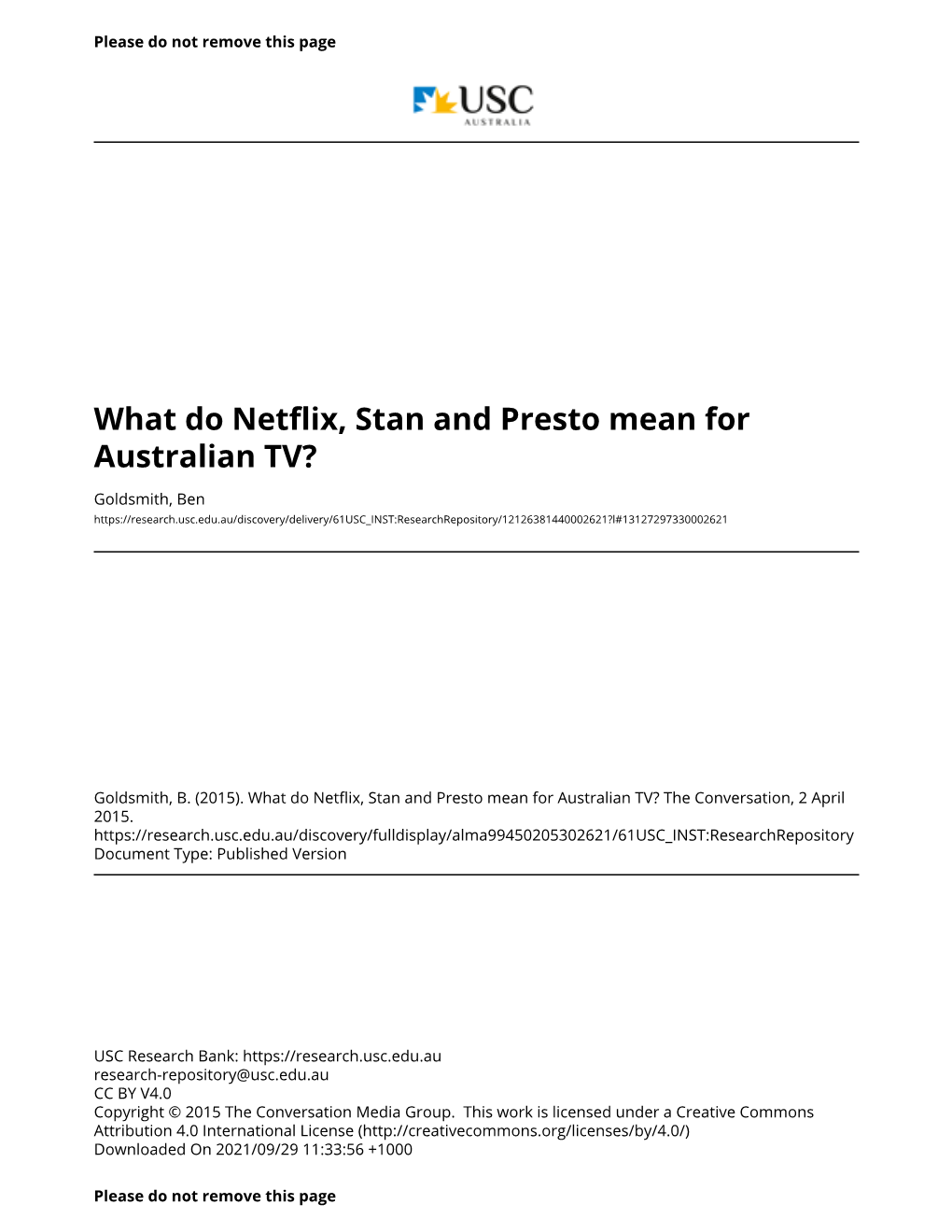 What Do Netflix, Stan and Presto Mean for Australian TV?