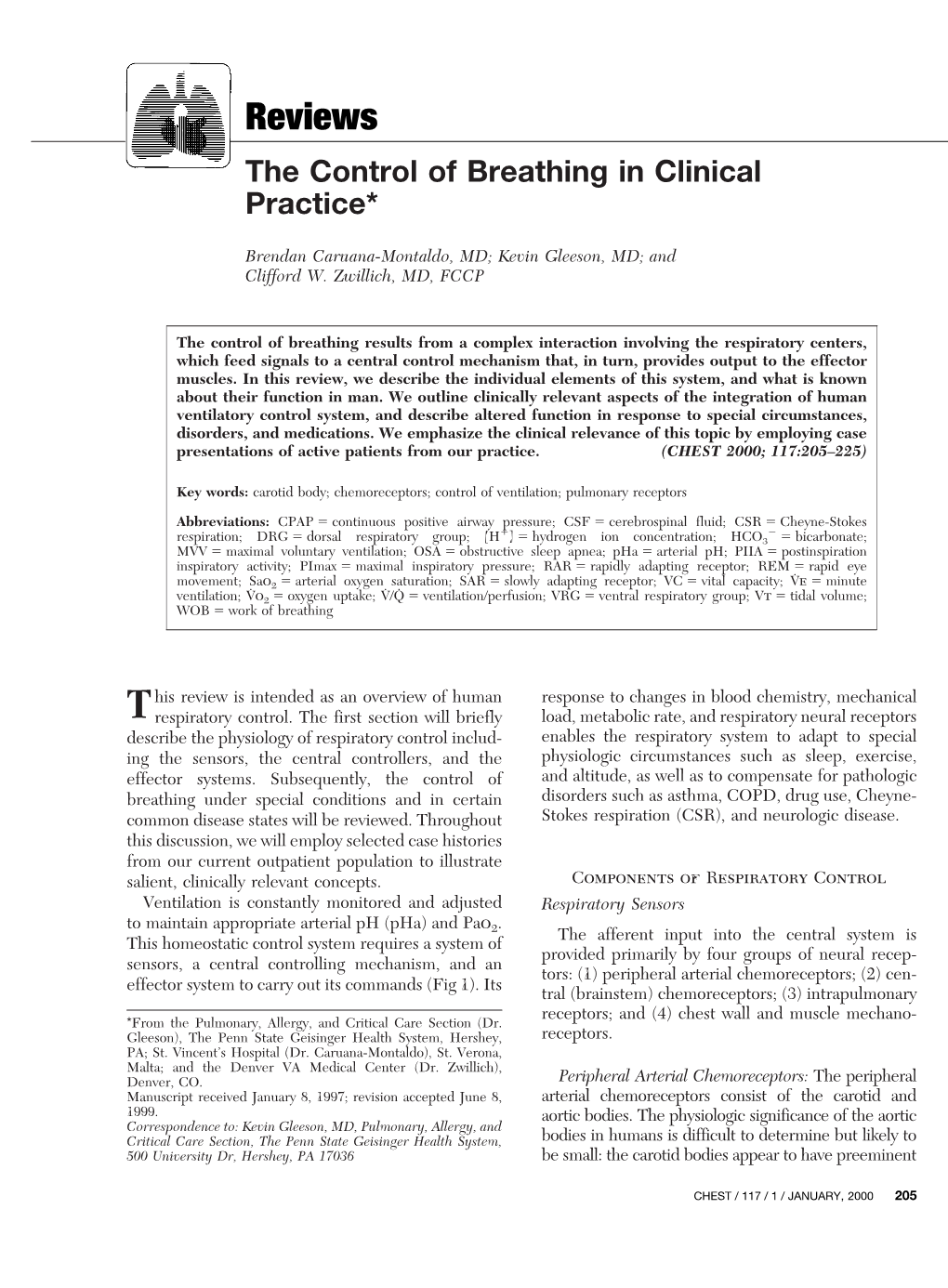 Reviews the Control of Breathing in Clinical Practice*