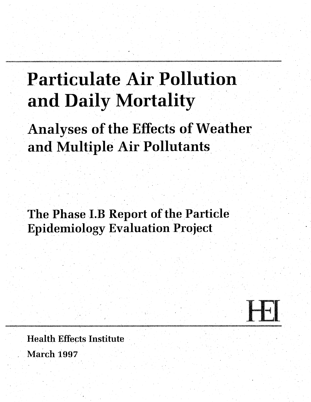 Particulate Air .Pollution and Daily Mortality