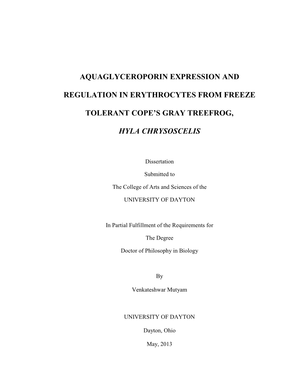 Aquaglyceroporin Expression and Regulation in Erythrocytes From