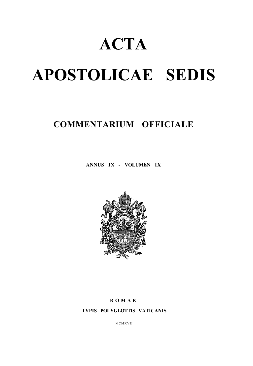 Acta Apostolicae Sedis