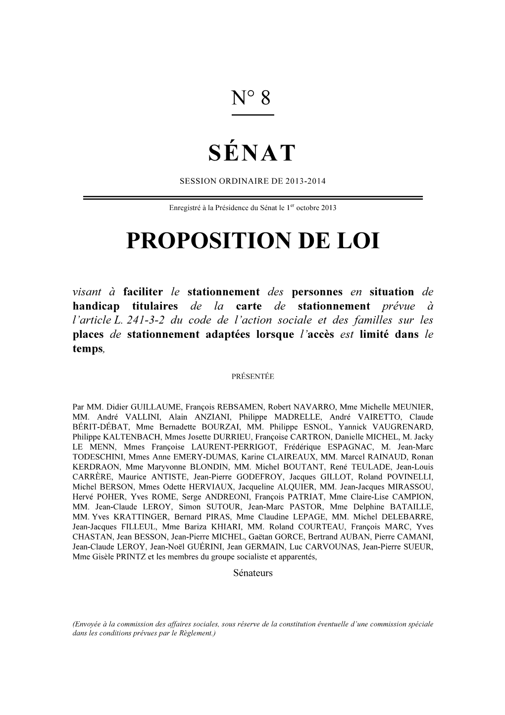 Sénat Proposition De