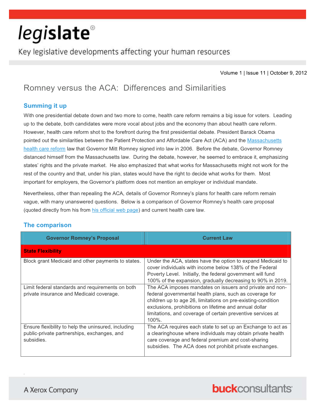 Romney Versus the ACA: Differences and Similarities