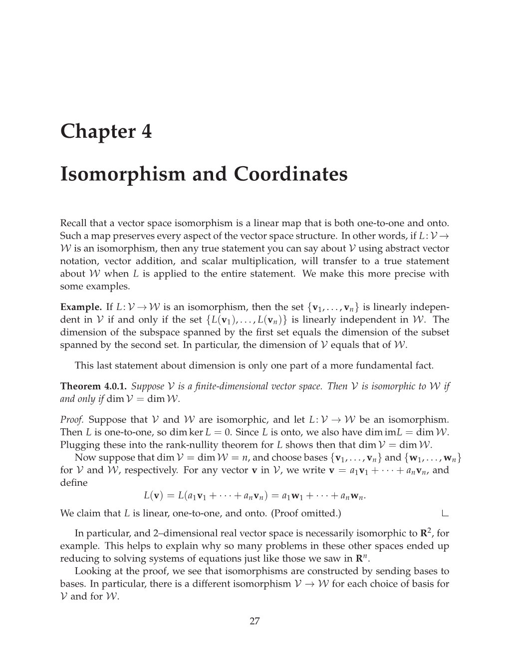 Chapter 4 Isomorphism and Coordinates