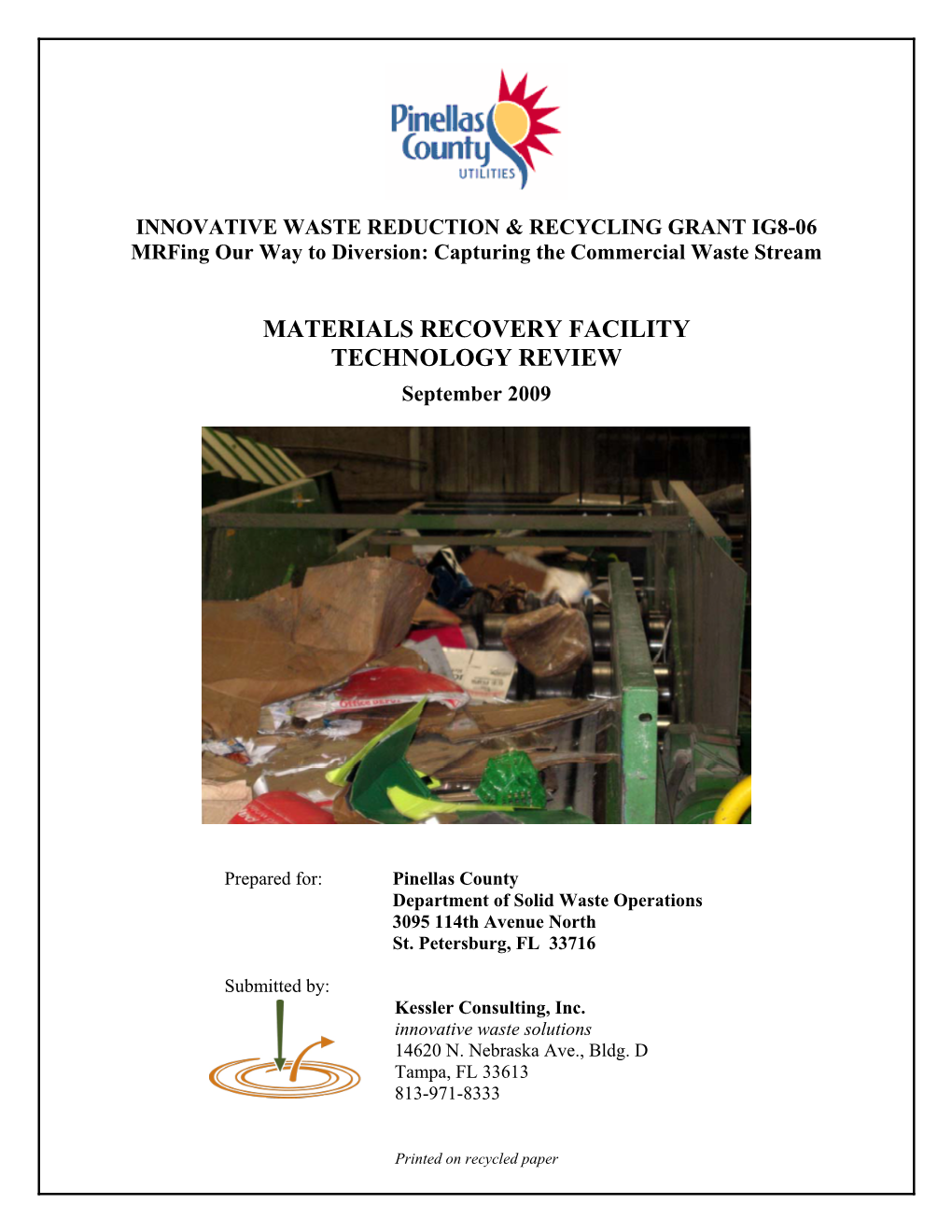 MATERIALS RECOVERY FACILITY TECHNOLOGY REVIEW September 2009