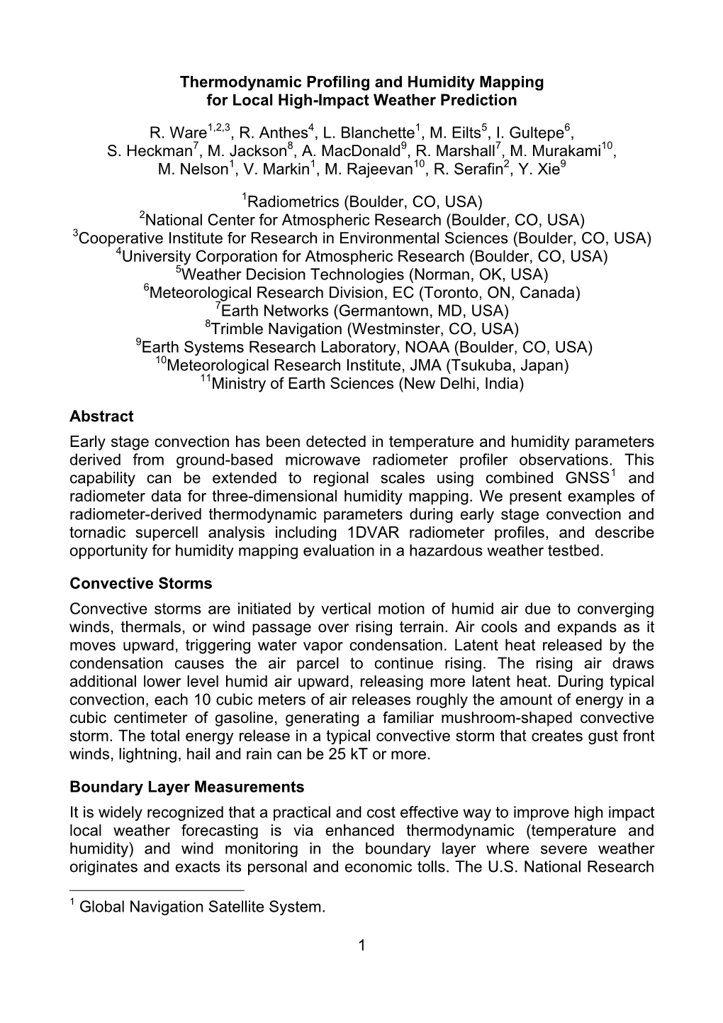 Humidity Mapping and High-Impact Local Weather Prediction