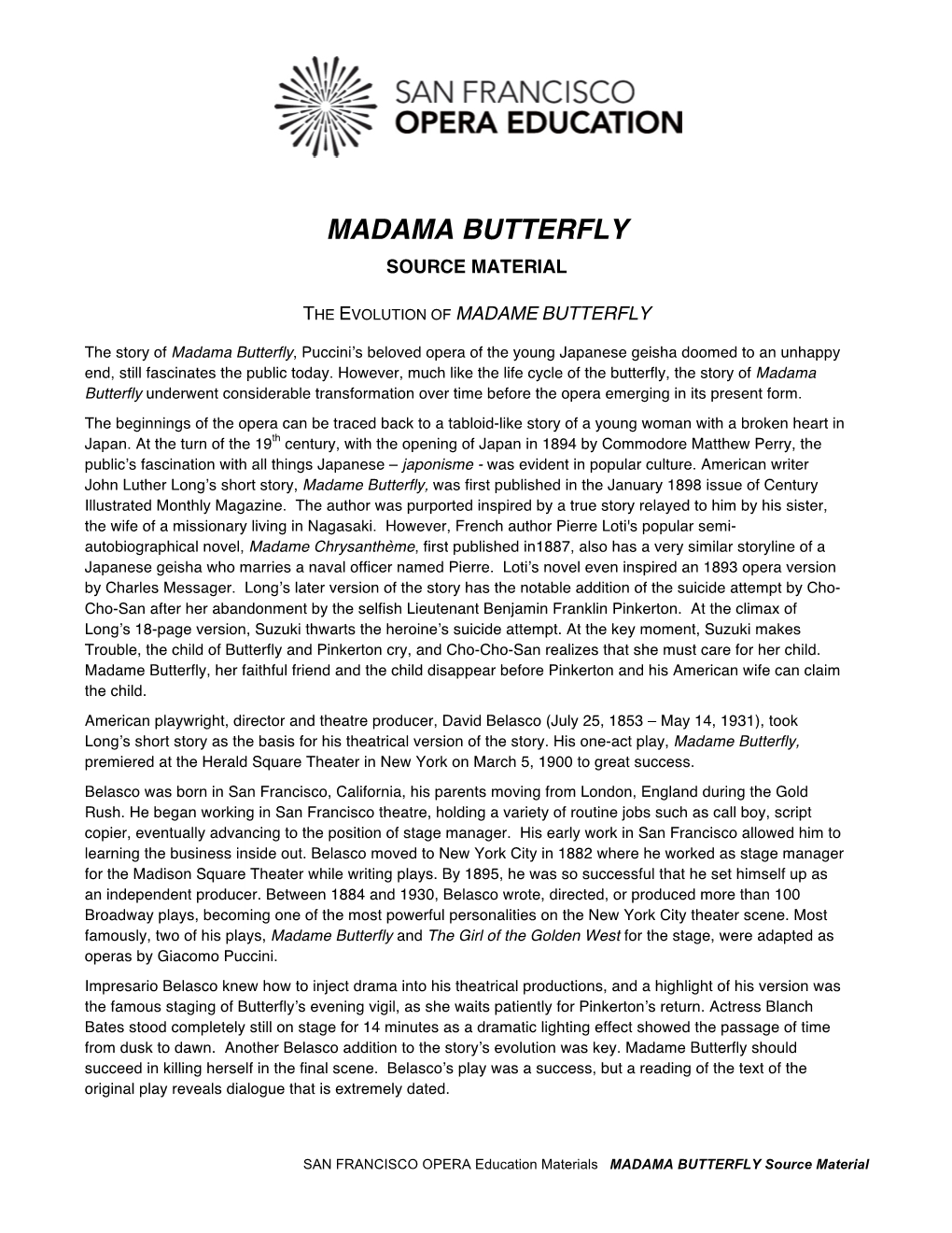 Madame Butterfly Source Material