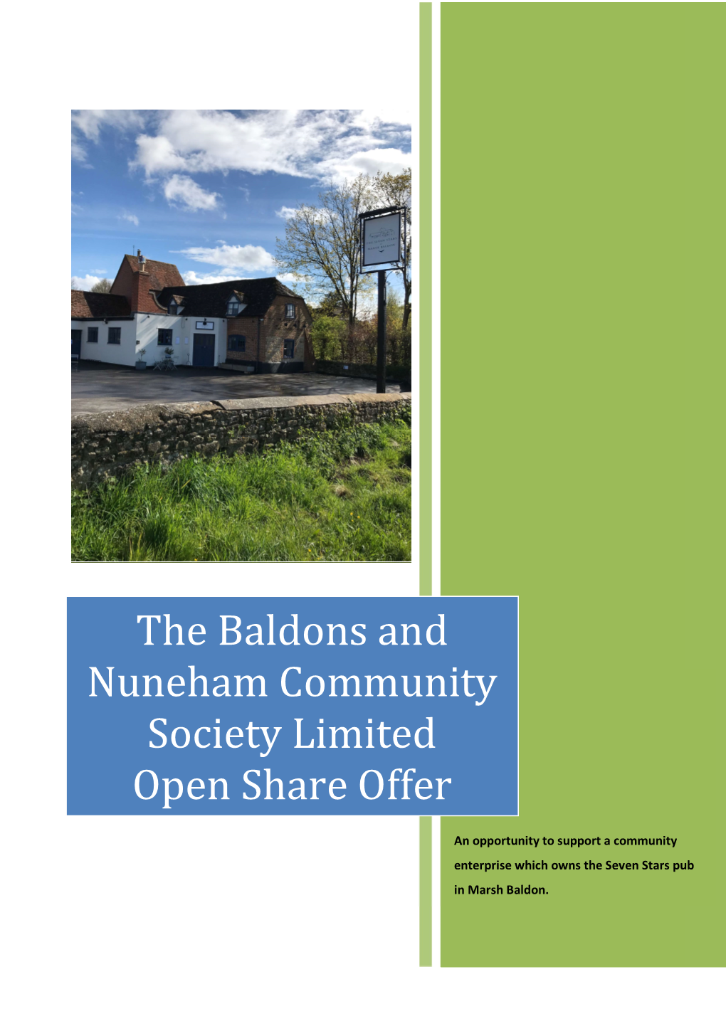 The Baldons and Nuneham Community Society Limited Open Share Offer