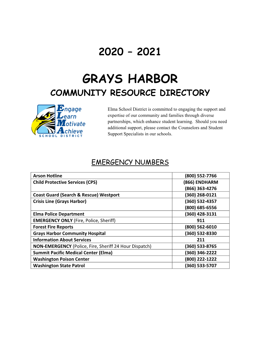 Grays Harbor Community Resource Directory